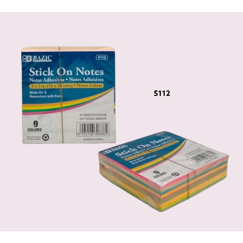

STICKY NOTES MEMO TEMPEL 75 X 75 MM SET 9 WARNA 225 LEMBAR
