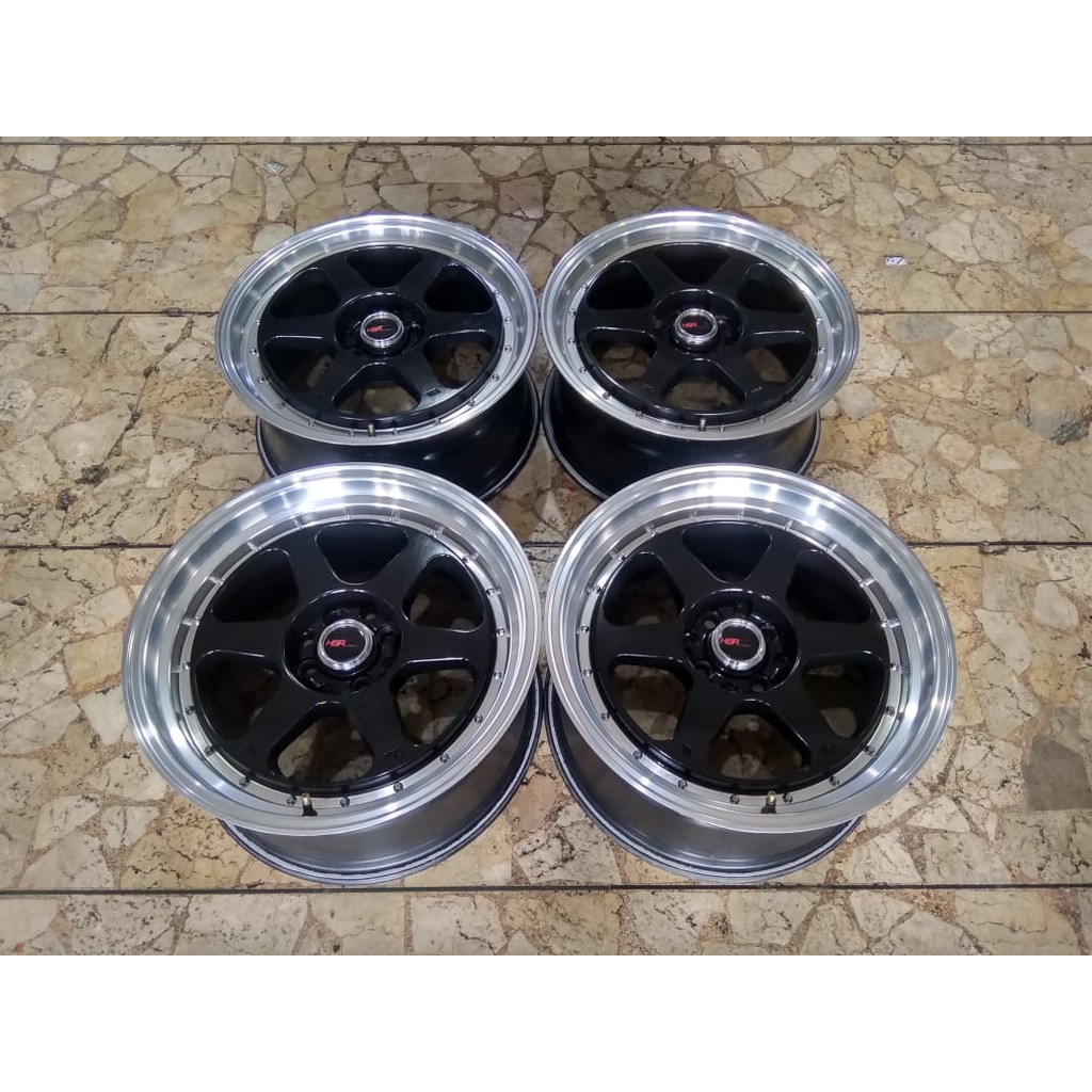 Velg Mobil Racing Second Hsr Rumoi Ring 17 Lebar 7,5/8,5 Pcd 4x100/4x114 Black Polish Buat Mobilio A