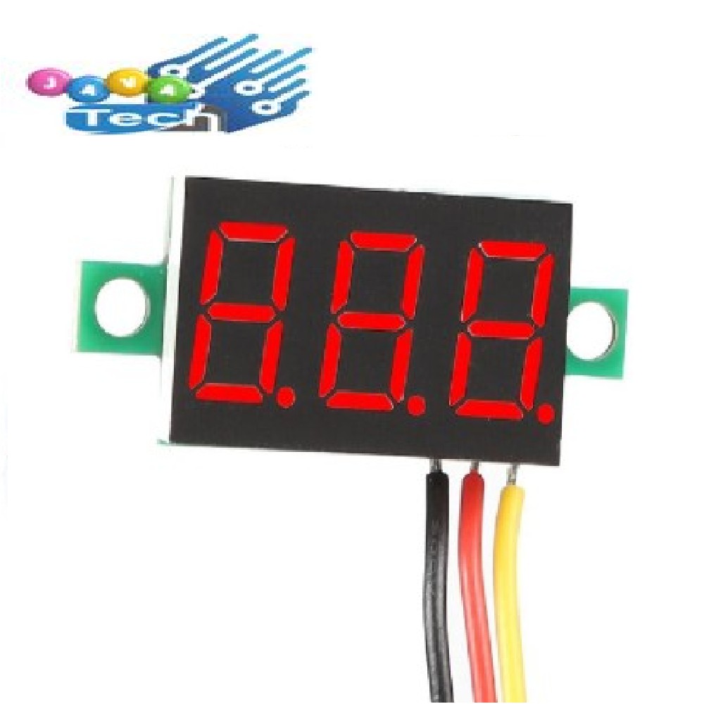 Voltmeter 0.36 Inch Merah 3 Digit 3 Kabel 0-100V DC
