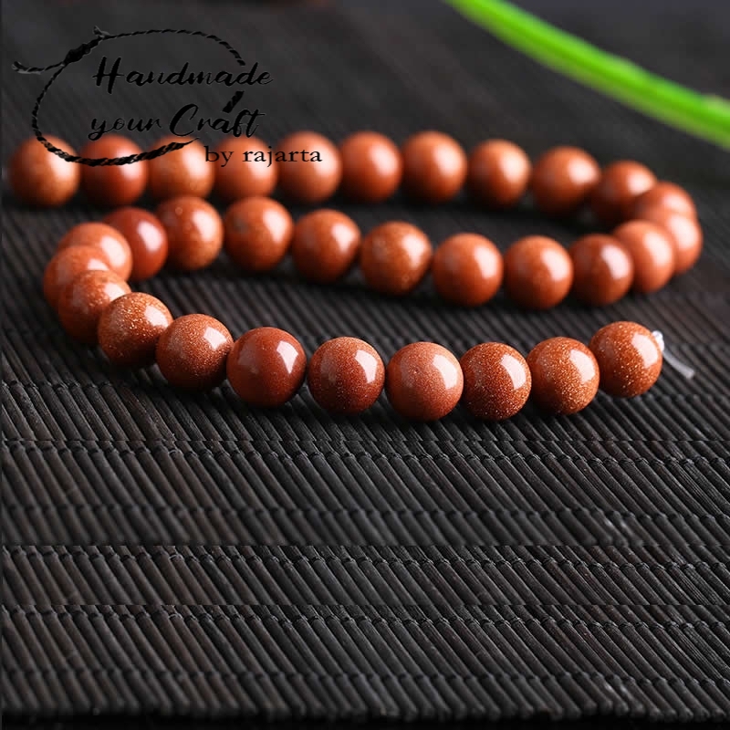 Butir Batu Natural Gold Sandstone Golden Sand Round Loose Beads