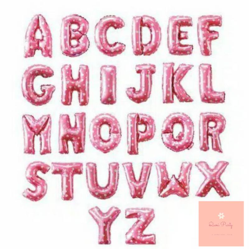 Balon foil huruf / balon foil huruf motif / balon foil huruf pink