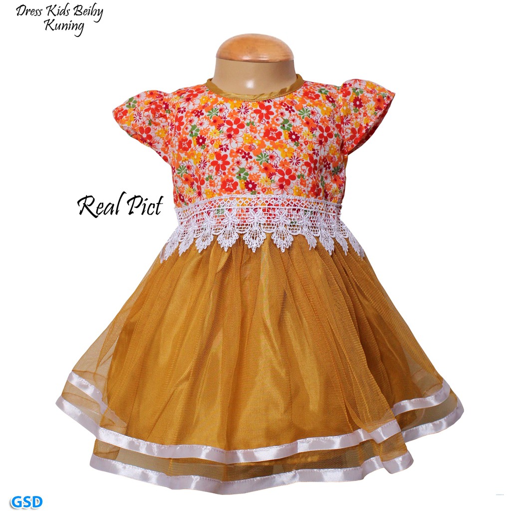 Dress Kids Beiby /Gaun Anak Santai 9 - 12 Bulan/Baju Anak Korea/Pakaian Pesta Bayi