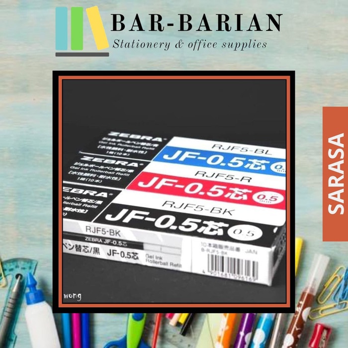 

PROMO Refil / Isi Tinta Sarasa ( PEN GEL ZEBRA ) Warna Hitam/Biru/Merah - Hitam