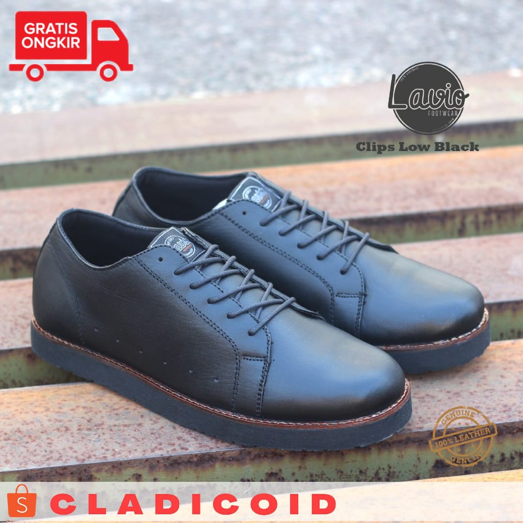 SEPATU CASUAL PRIA BAHAN KULIT ASLI PREMIUM. SEPATU CASUAL KEREN LAVIO CLIPS LOW/PENDEK ORIGINAL