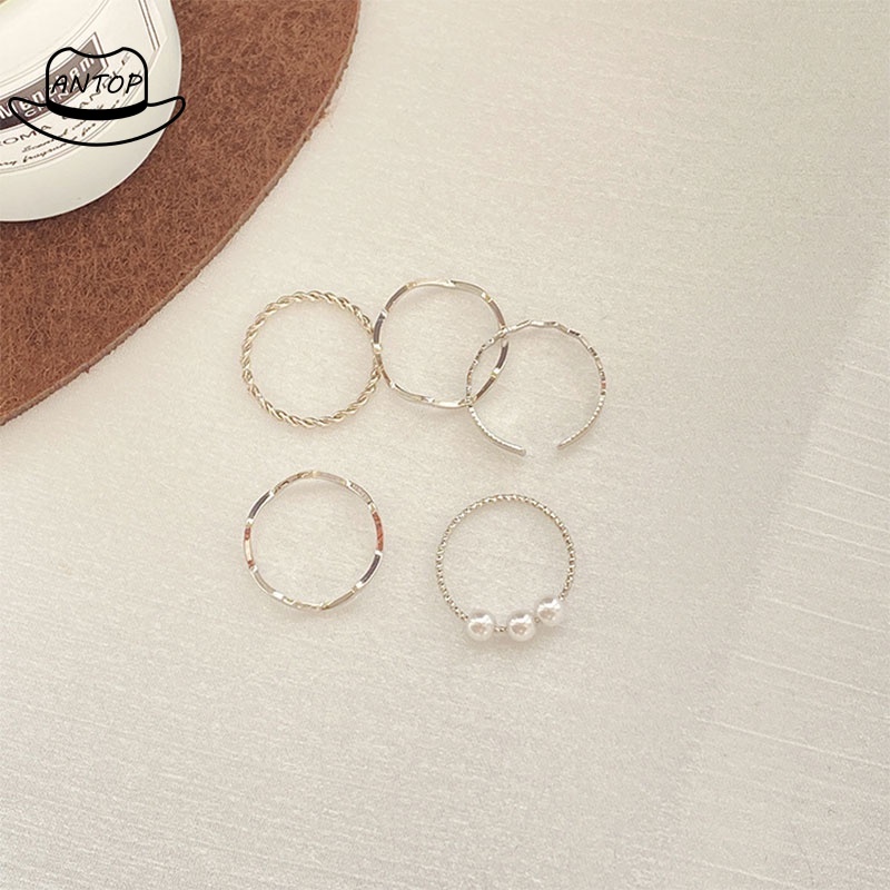 Cincin Fashion Terbuka Aksen Berlian Imitasi Mutiara Untuk Wanita ANTOP