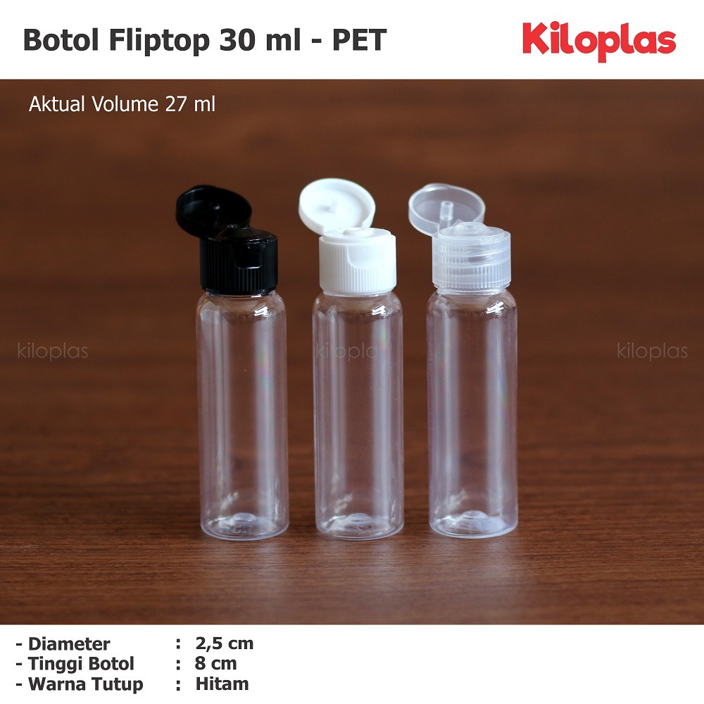 Botol Fliptop 30 ml / Botol Plastik 30 ml PET - Tutup Fliptop 18