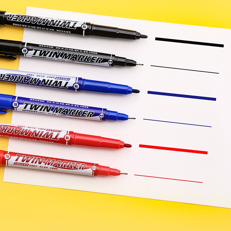 Pen Marker Twin Tinta Hitam / Merah / Biru 0.5 / 1.0mm