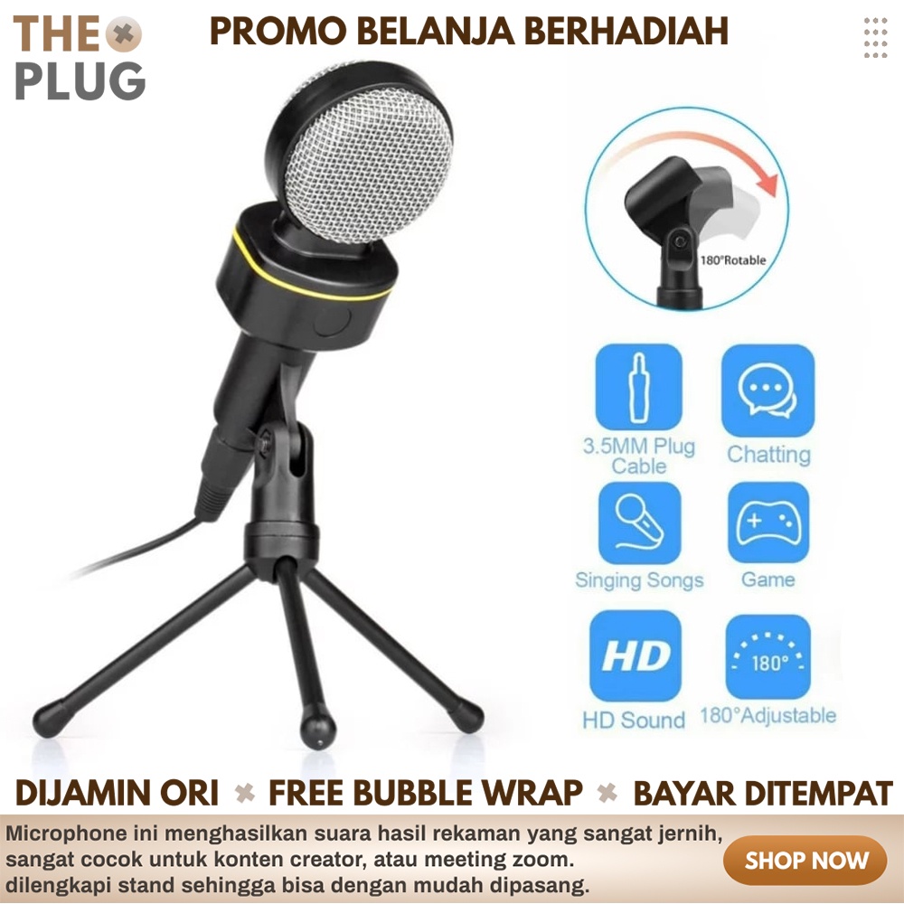 Mikrophone Microphone Condenser Perekam Suara Youtuber Mic Podcast USB Mikrofon with Stand For Gamer