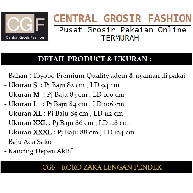 CGF 56349-58488-60470-62314-64158-66179 KOKO ZAKA LENGAN PENDEK Baju Koko Qurta Pria Terbaru,Termurah & Terlaris-2