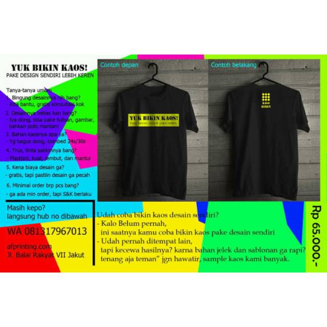CETAK/SABLON KAOS KARTU UNDANGAN SOUVENIR DLL ... satuan/partai besar. Reseller? Bisa banget 