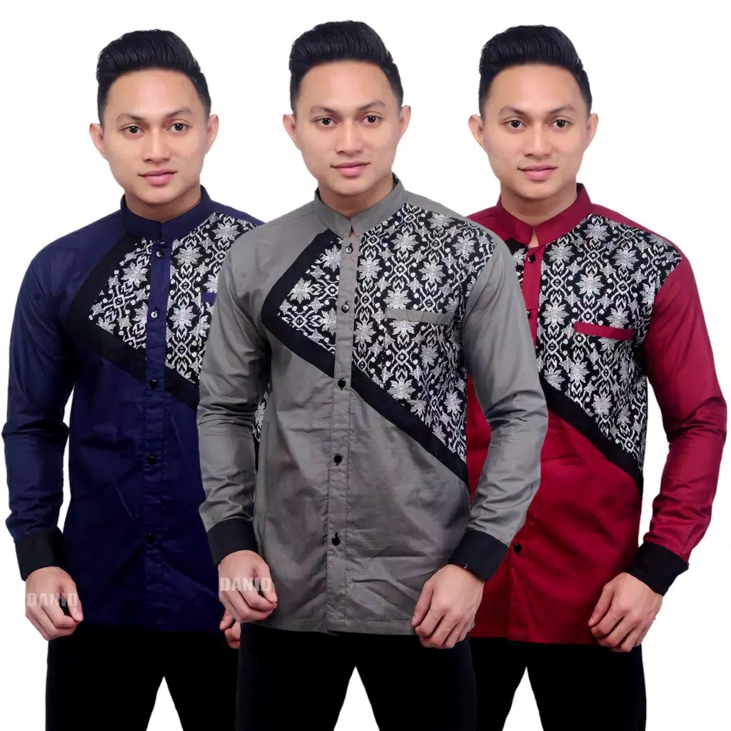  Model  Baju Koko  Batik  Kombinasi  Polos Baju Koko  Batik  