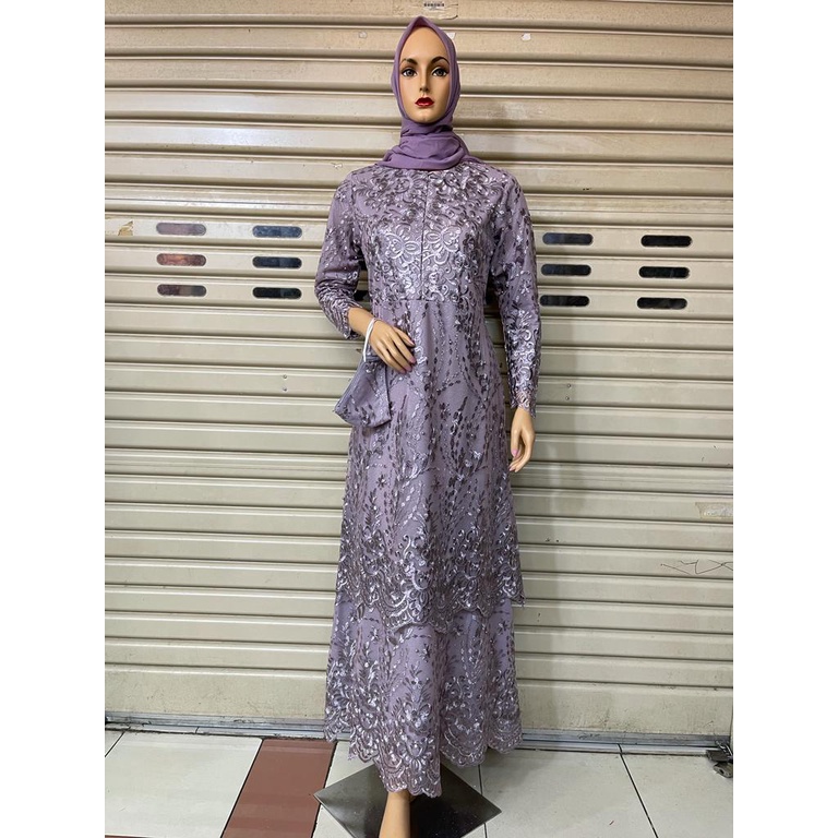 ( NEW) DRESS PESTA BROKAT TULLE  MALAYSIA/ GAMIS MALAYSIA BAHAN BROKAT TULLE/ GAMIS KONDANGAN MODEL MALAYSIA