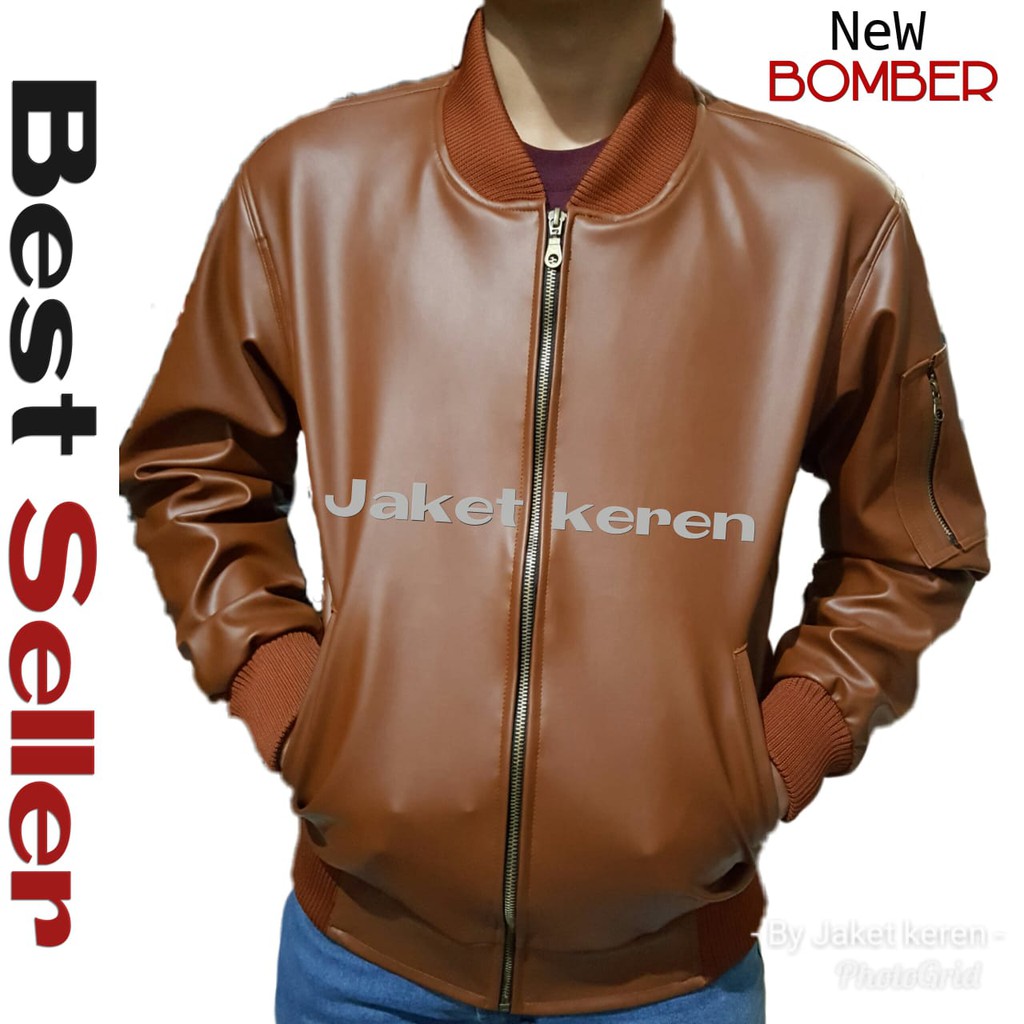 Jaket Bomber pria coklat, hitam, mocca