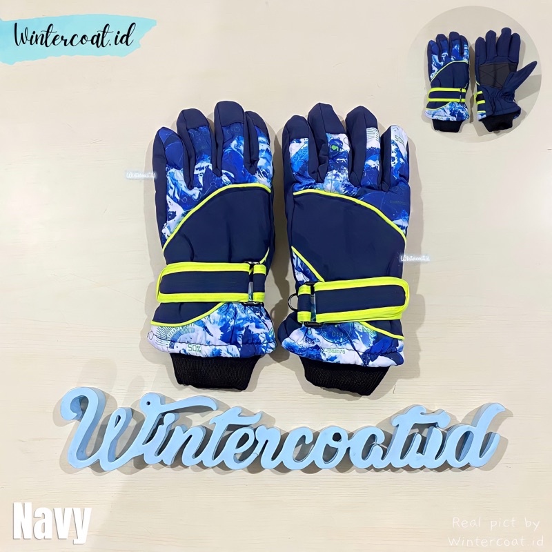 Kids snow gloves sarung tangan salju anak main ski waterproof hangat anti slip cowok cewe remaja import cool