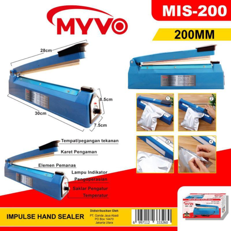 Impulse Sealer  Plastik/ Alat Press Plastik MIS 20 cm Myvo