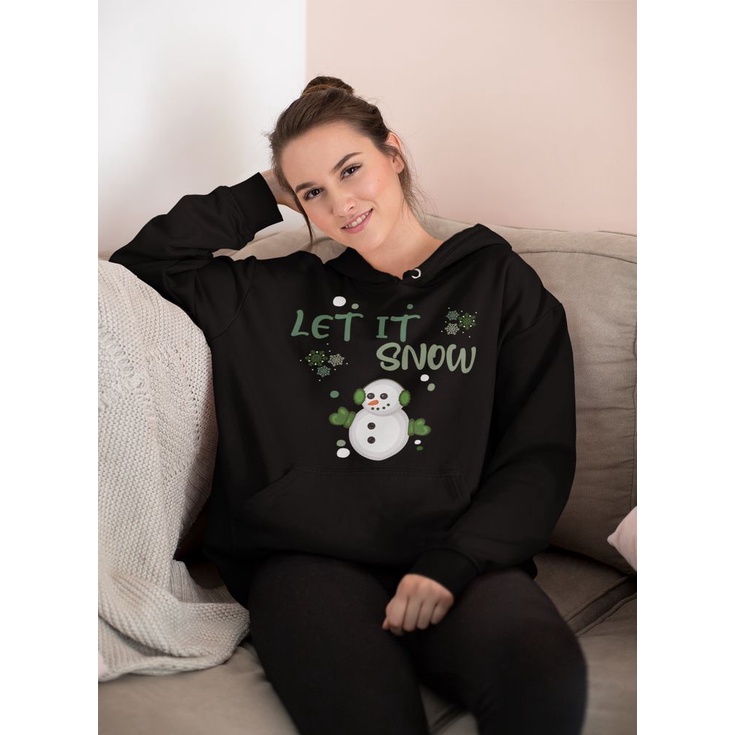 HOODIE WANITA LET IT SNOW /// JUMPER WANITA LUCU FLEECE TEBAL KEKINIAN TERBARU''