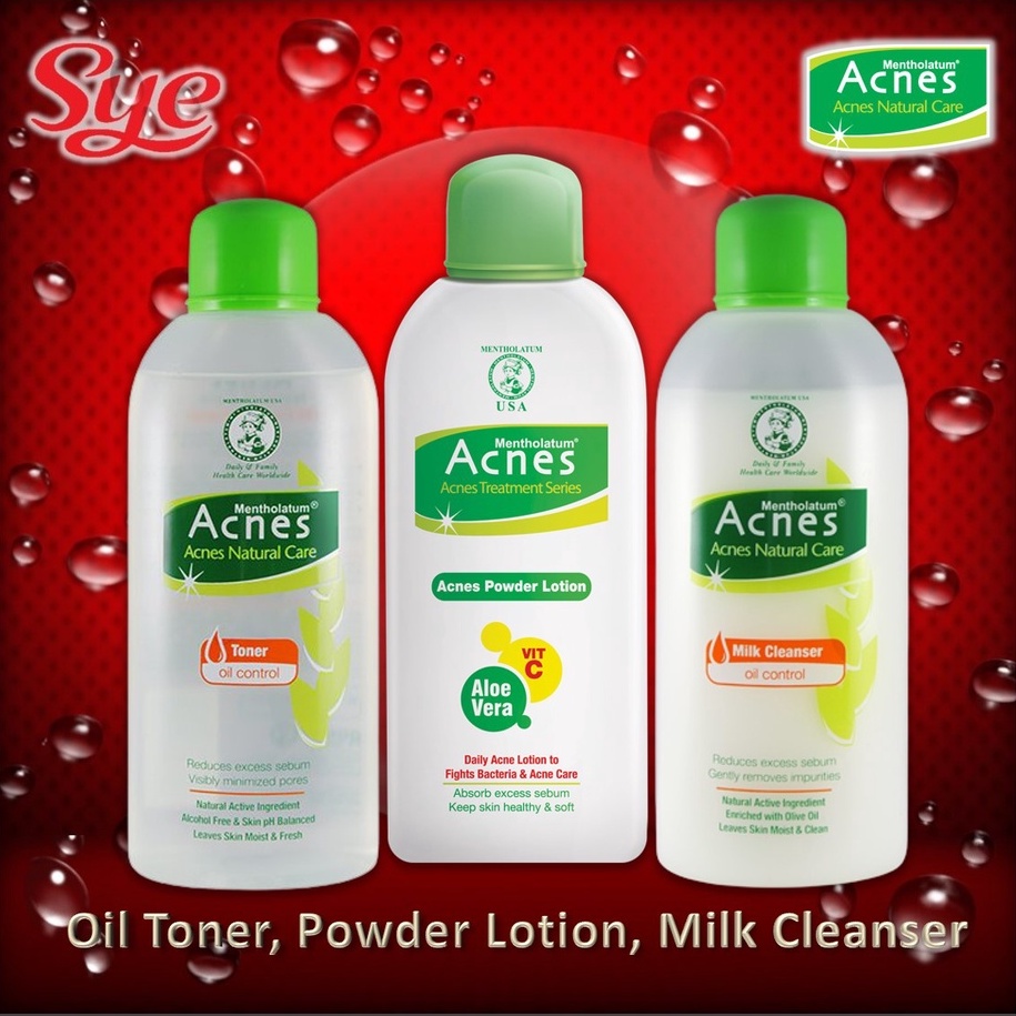 BPOM ACNES OIL CONTROL TONER 100ML , ACNES POWDER LOTION 100ML , ACNES MILK CLEANSER 110ML / SYE