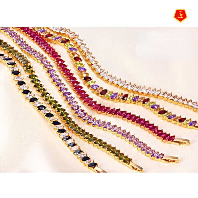 [Ready Stock]Fashion and Fully-Jewelled Ruby 18K Gold Bracelet