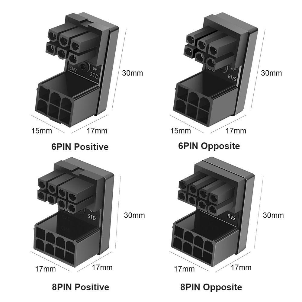 POPULAR Populer 2PCS ATX 6/8 Pin Kepala Siku Kemudi GPU Power Supply Adapter