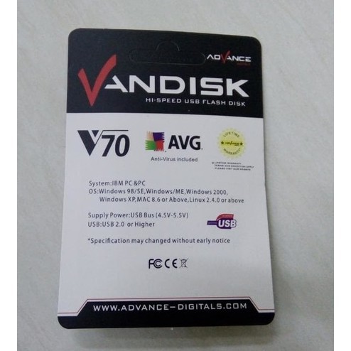 FLASHDISK VANDISK V70 4GB ORIGINAL RESMI