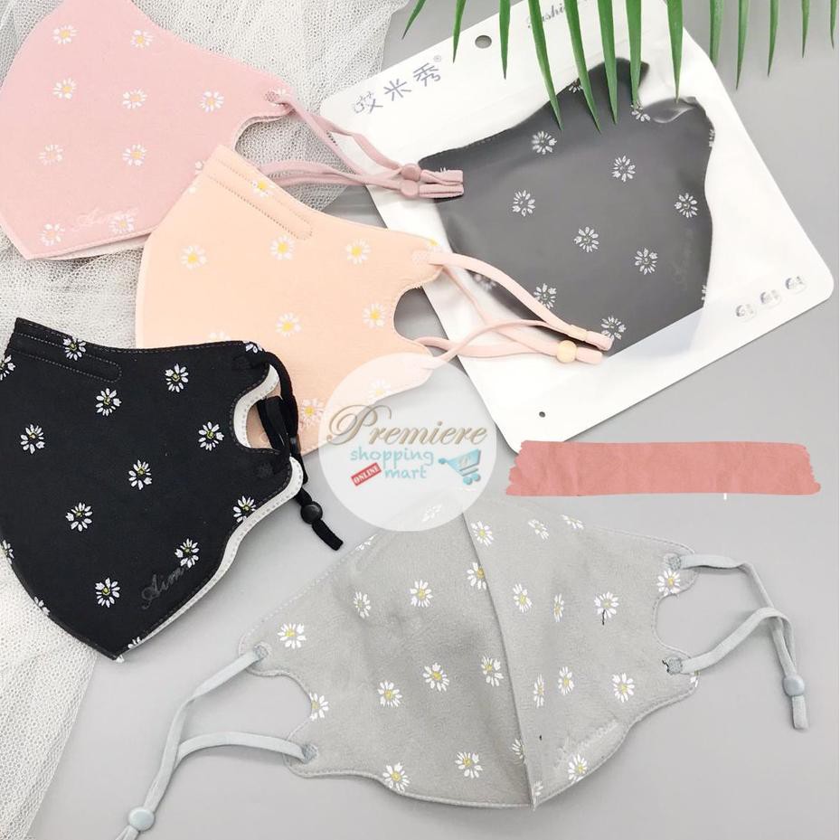 Grosir (SSC) (TERBARU) READY Masker Kain Katun 3ply Dewasa Motif Deer & Bunga Daisy Premium - ORI