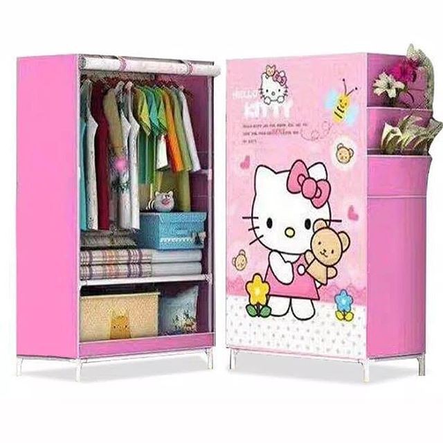 Lemari baju portable karakter (HELLO KITTY PINK BEAR)