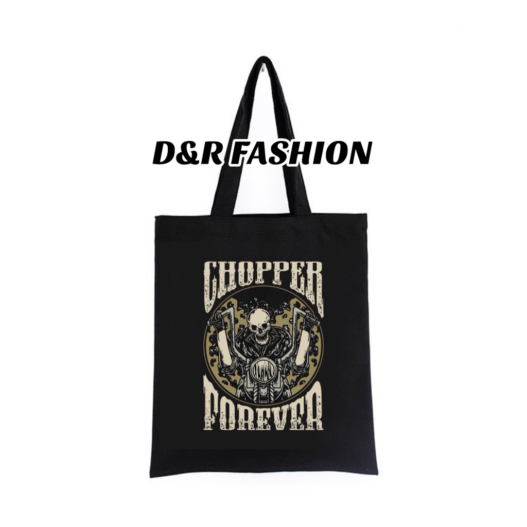 Tote bag CHOPPER FOREVER totebag sling bags waistbag / tas ransel slempang hitam selempang pria wani