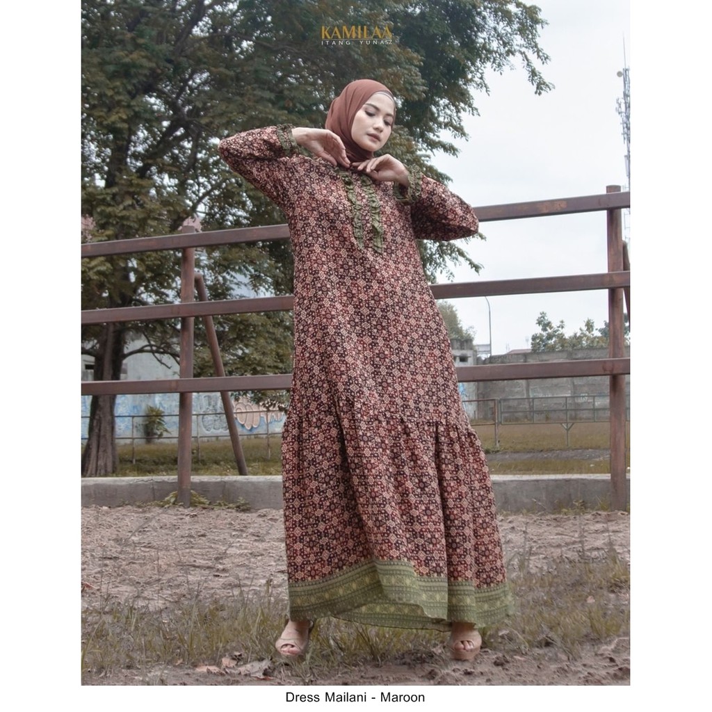Gamis Dress Muslim Batik Wanita Dress Mailani by Kamilaa Itang Yunasz