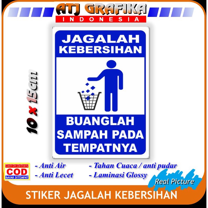 

Stiker jagalah kebersihan kotak sticker buanglah sampah pada tempatnya Anti kotor lingkungan k3