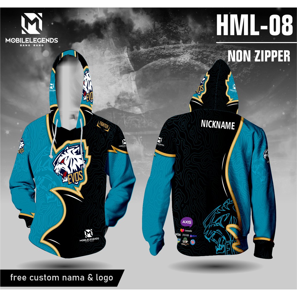Jersey hoodie mobile legends evos baju ml kaos game lengan panjang