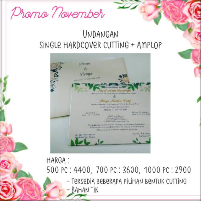 

Promo undangan single hardcover cutting + amplop