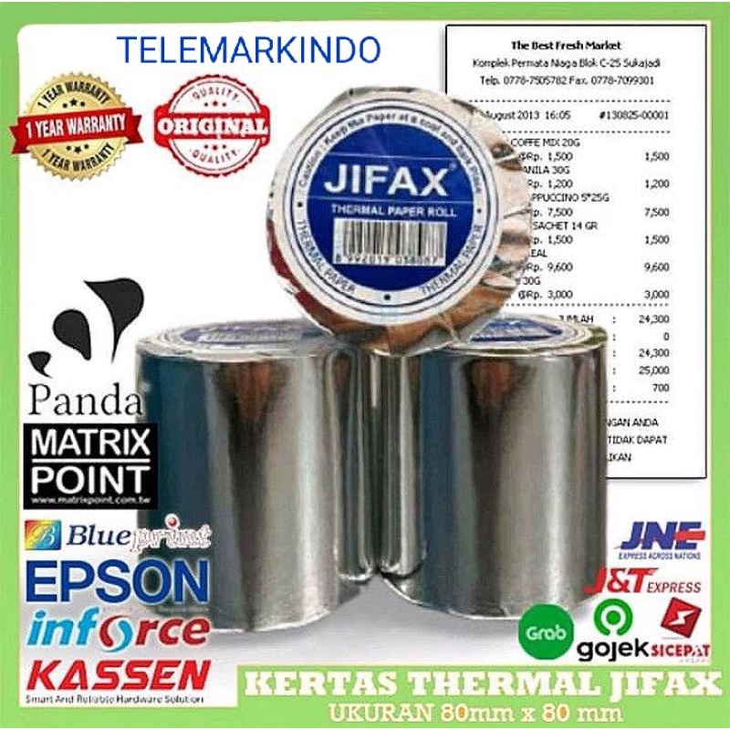 

Kertas Thermal JiFax 80 mm x 80 mm GROSIR