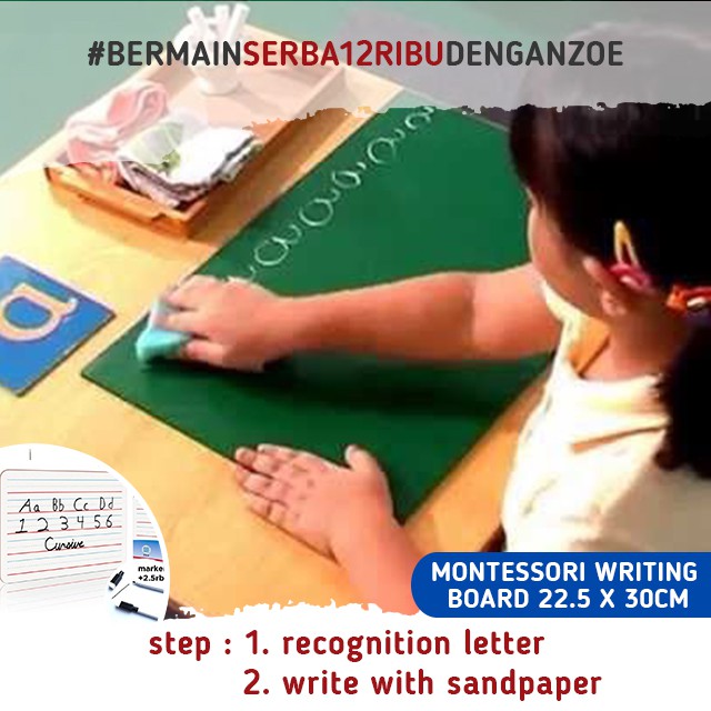 Zoetoys Montessori Writing Board 22.5 X 30cm | White Board Two Side Papan Tulis Dua Sisi | Wipe Clean Mainan Edukasi Anak