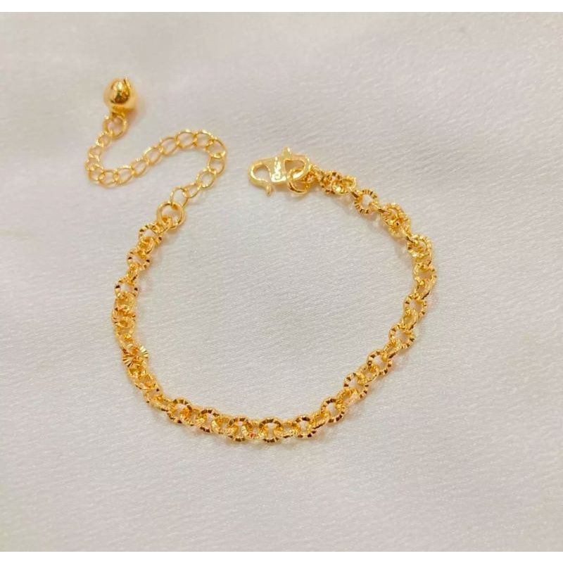 gelang tangan nori polos lapis emas 18k