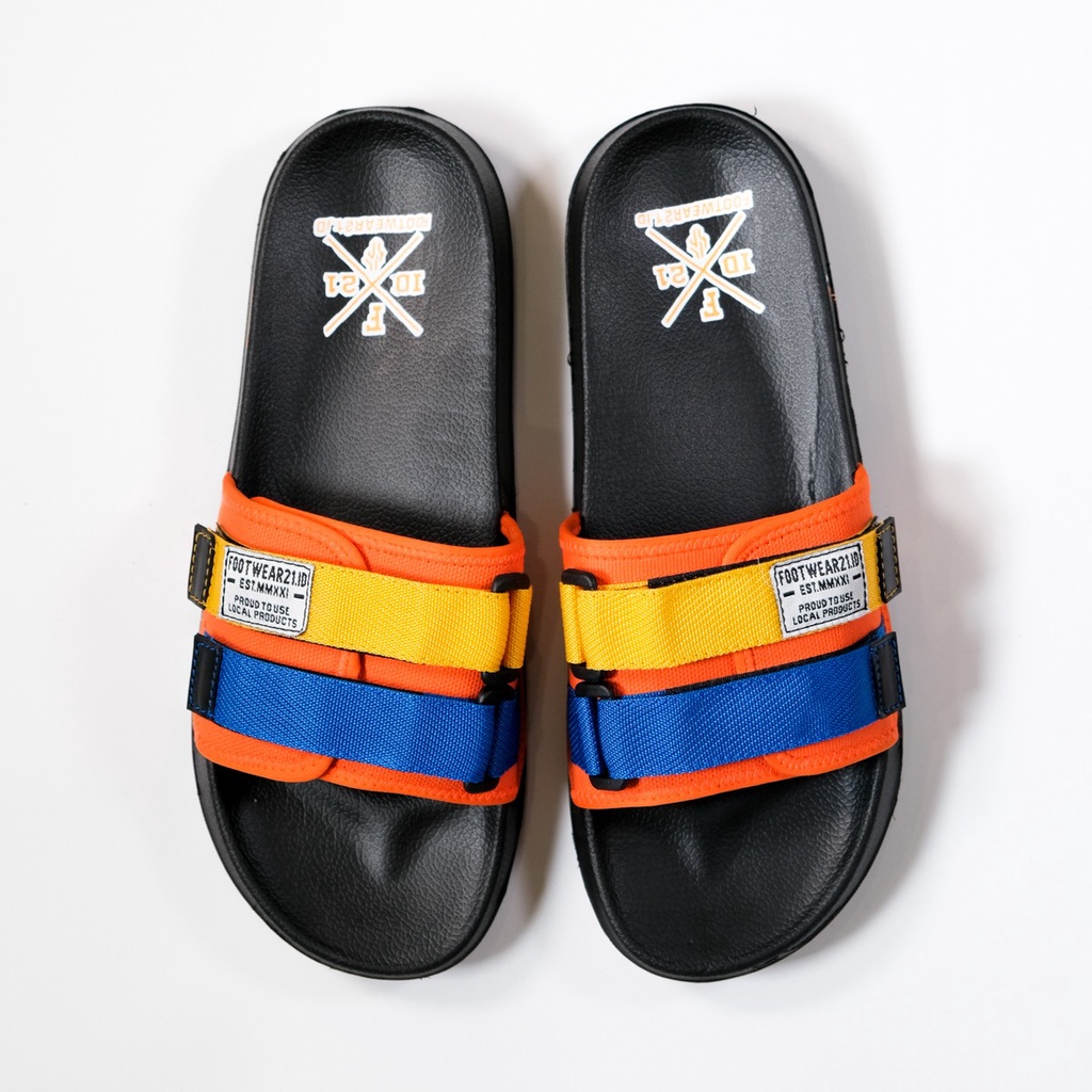 Footwear21.Id  -  Freddo Orange Black | Slippers | Sandal Pria | Slide Slip on | Sendal Anti Licin Ringan Selop  | Sandal Murah