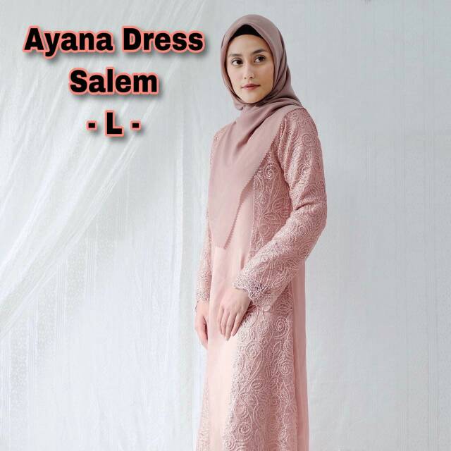 Jual AYANA DRESS VANILLA HIJAB SALEM ( L ) Shopee Indonesia