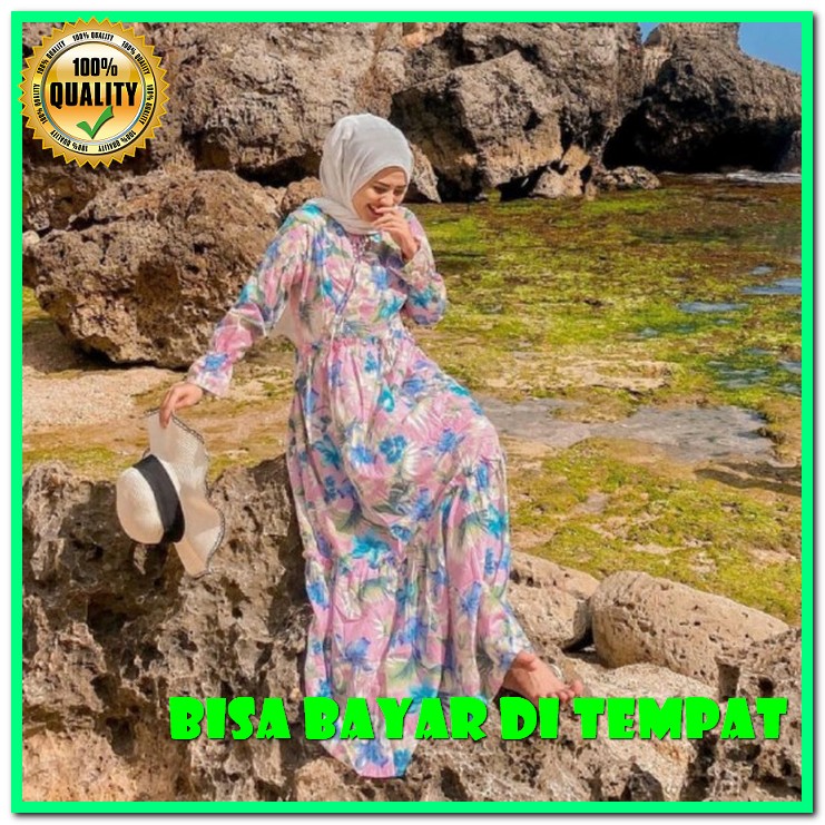 Baju Gamis Nibras Terbaru 2020 Model Dress Wanita Syari Muslim Mu NK979 Homewear Oriana Long Dress