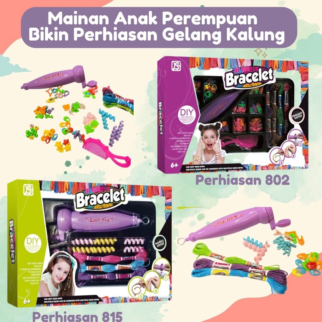 Mainan Perhiasan DIY Anak Perempuan Bikin Gelang Kalung Hiasan Rambut Kreatifitas Anak Beauty Play Unik