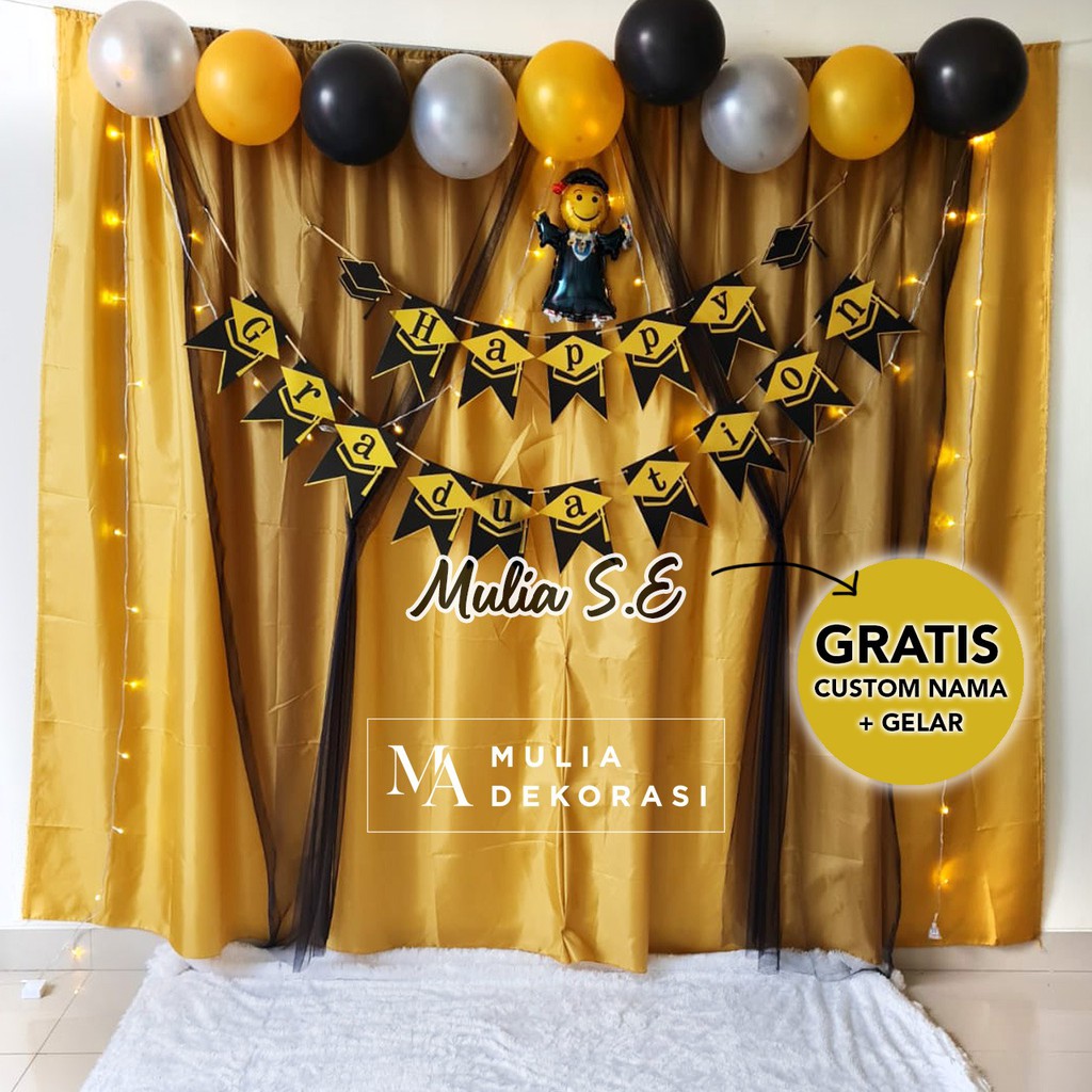 Dekorasi Backdrop Wisuda Kelulusan Background Bekdrop DIY Paket Graduation + Ballon Toga