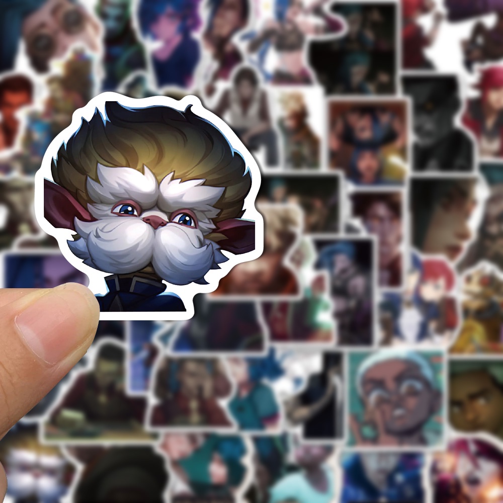 50 Pcs Stiker Motif Kartun League of Legends Arcane Tahan Air Untuk Dekorasi Komputer