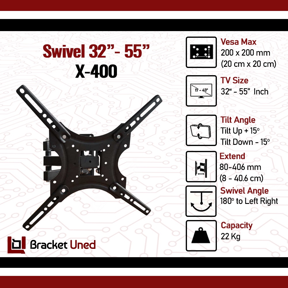 Bracket TV LED LCD 32 40 43 42 24 21 29 49 17 14 Inch Dijamin Cocok 14 - 40 In 6 Arah Universal Breket TV Briket TV Braket TV Gantungan TV Tembok Tempelan TV Dinding BU1 X200 X400