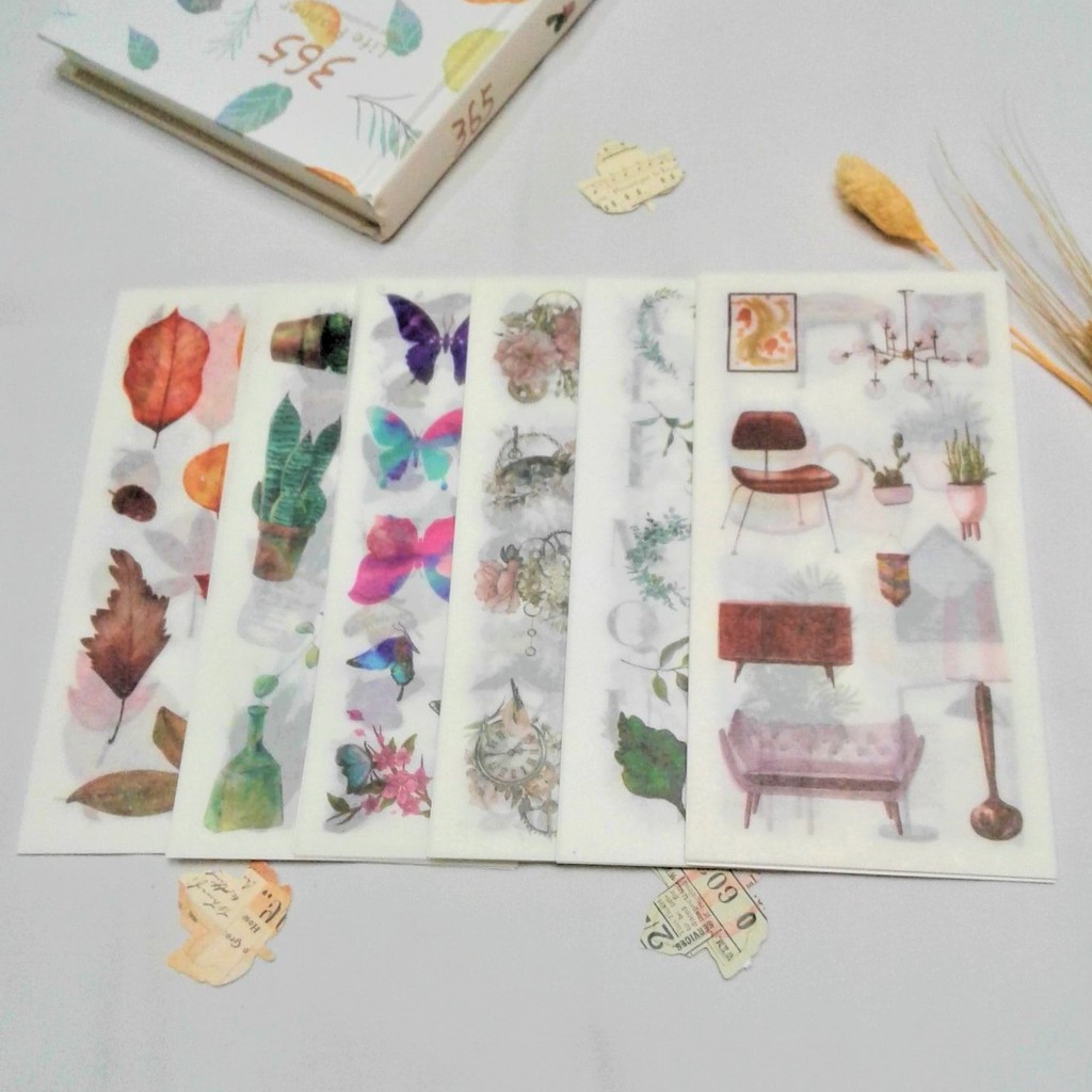 

6 Sheet Stiker Aesthetic/Decorative Paper Sticker Journal/Album/Diary, DLL