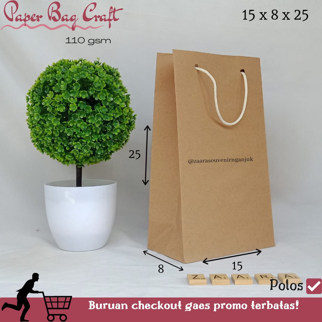 

Paper Bag Polos - 15 x 8 x 25 - Paper Bag Kado - Paper Bag Coklat - Tas Souvenir