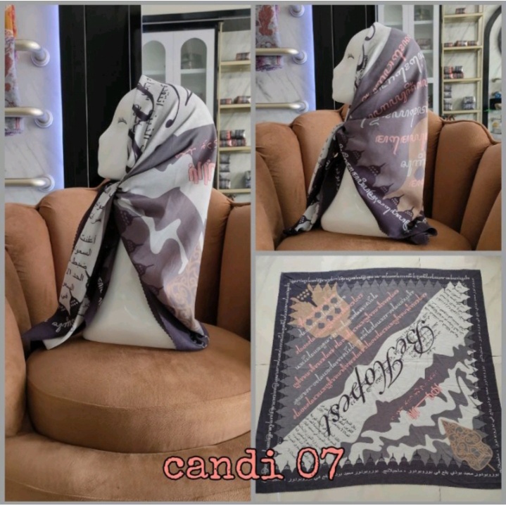Hijab Segiempat Motif Koran arab / arabic premium / Kerudung voal best seller-CANDI 07