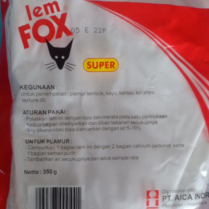 LEM FOX REFILL 350 Gram LEM PUTIH PVAc SUPER