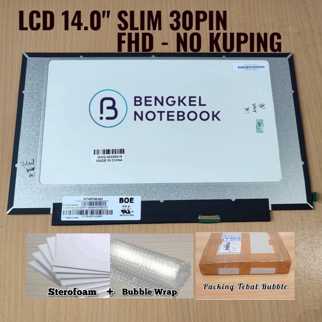 LCD 14.0&quot; LED Frame kecil No Kuping FHD 30pin 1920X1080 B140HTN02.0 fit N140HCA-EBA EBC B140HAN04.3