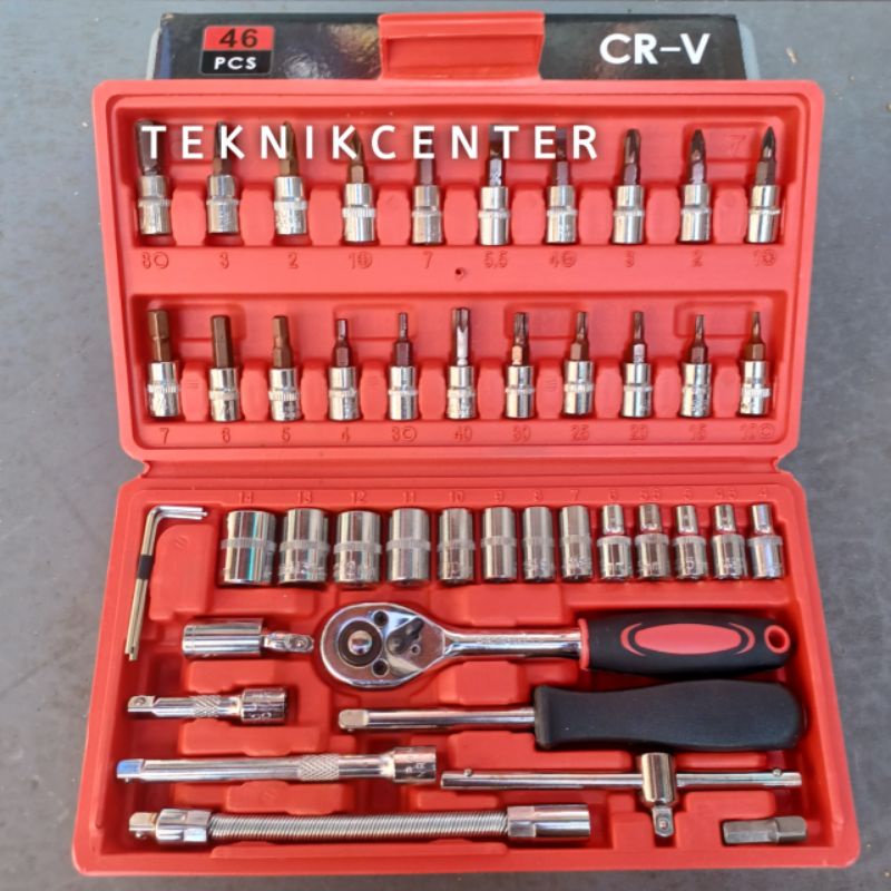 Kunci Shock Obeng Set 46 Pcs CRV Shocket Wrench 1/4 Inch