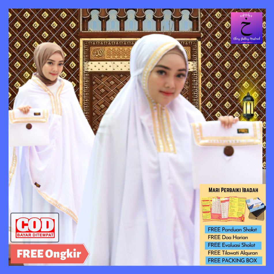 mukena dewasa mukenah model terbaru 2in1 katun renda mewah rukuh mukena dewasa warna putih premium