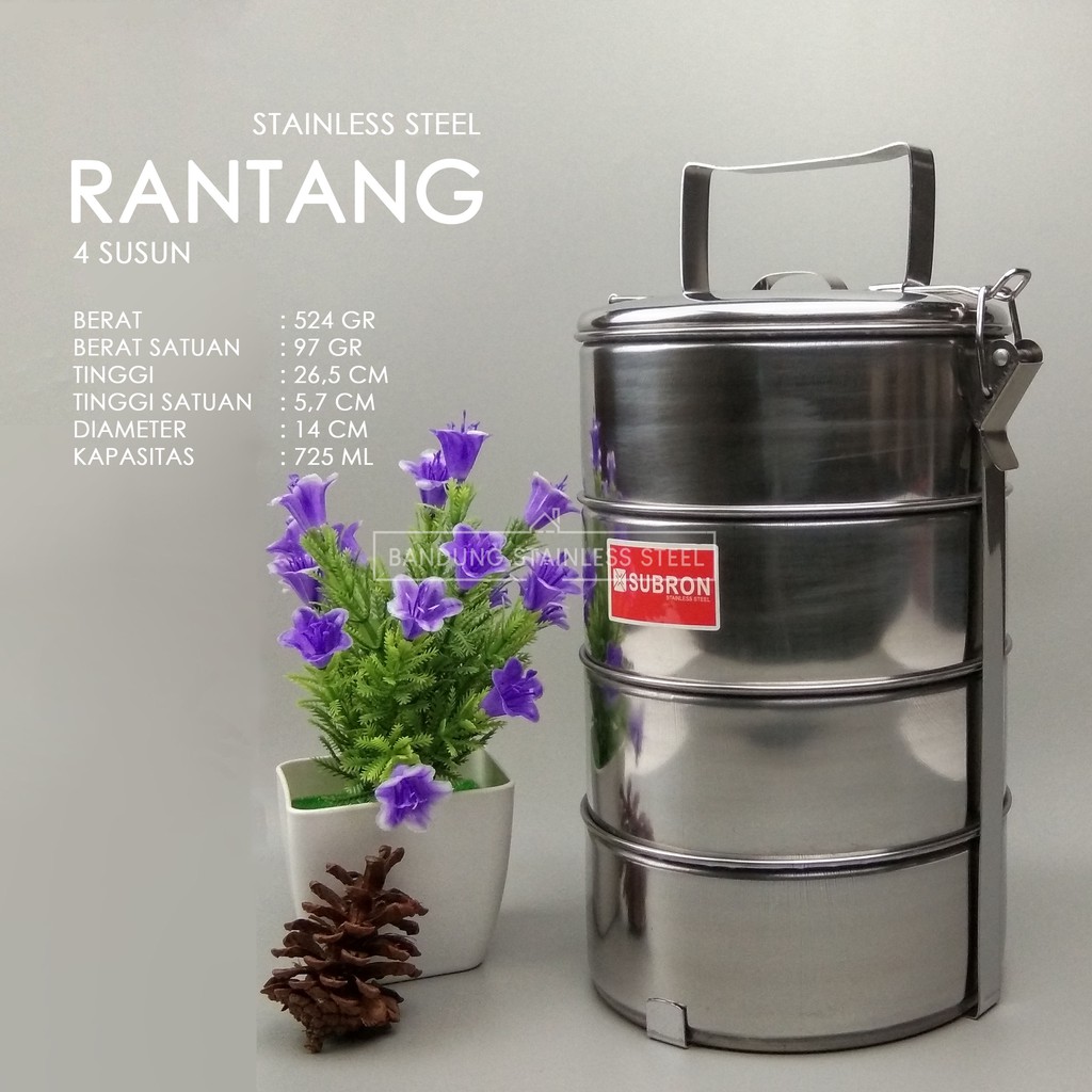 Jual Rantang 4 susun stainless steel diameter 14cm murah lunch box