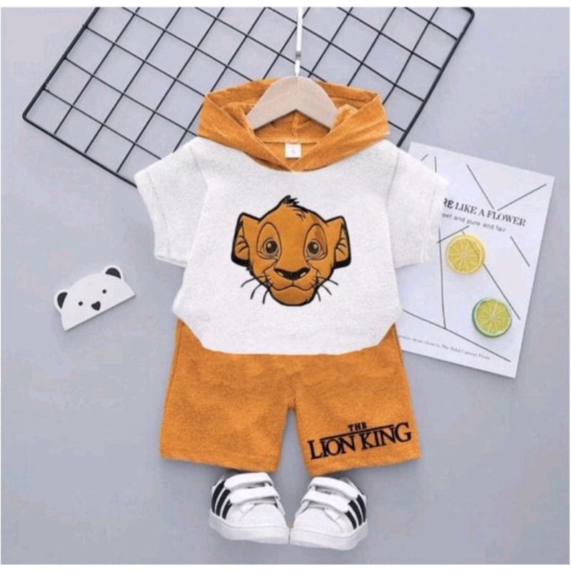 SETELAN KAOS KUPLUK ANAK TERBARU/ SET KAOS MTIF LION KINGS 1-5 THN